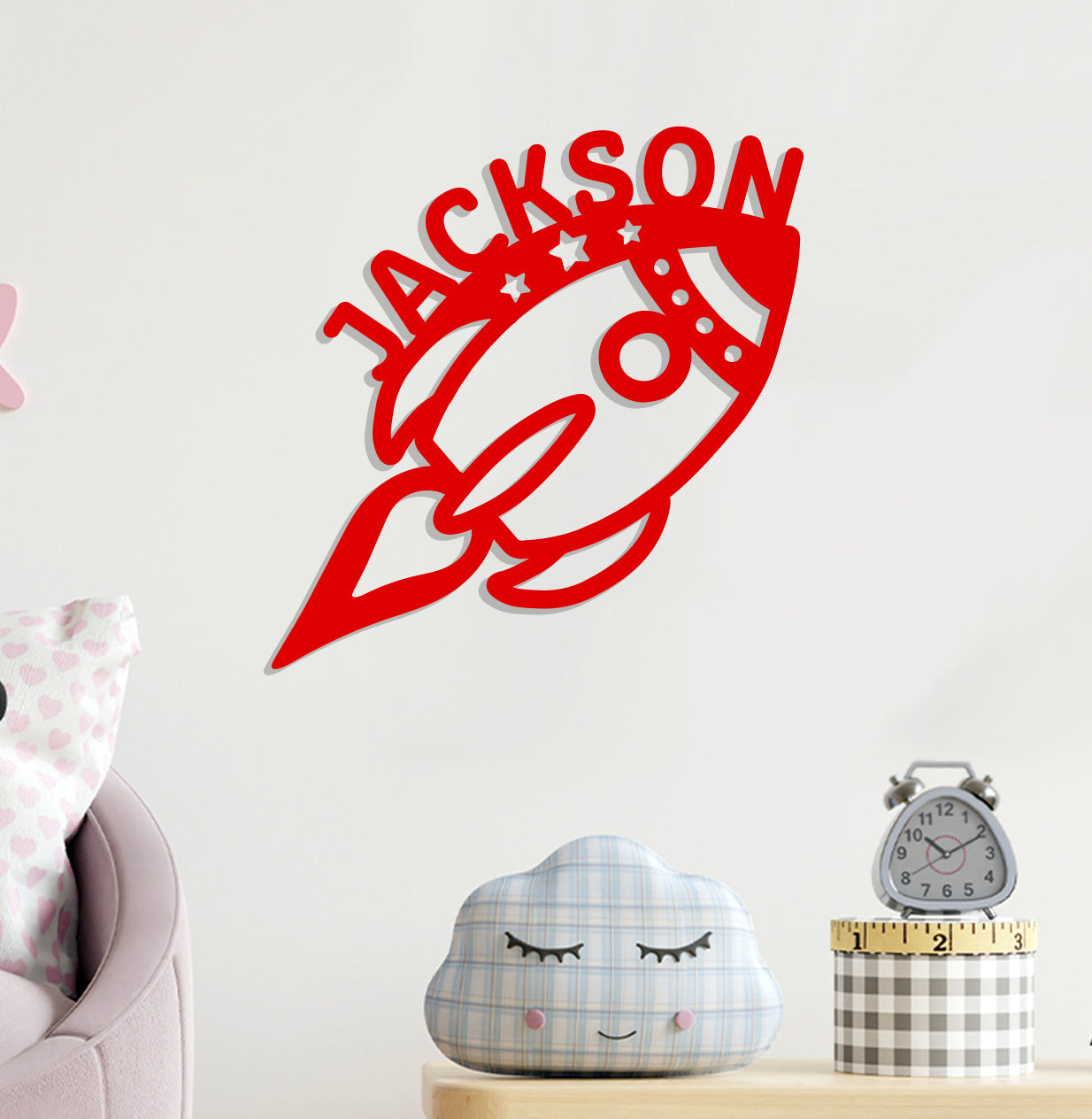 a wall clock that reads jackson on it
