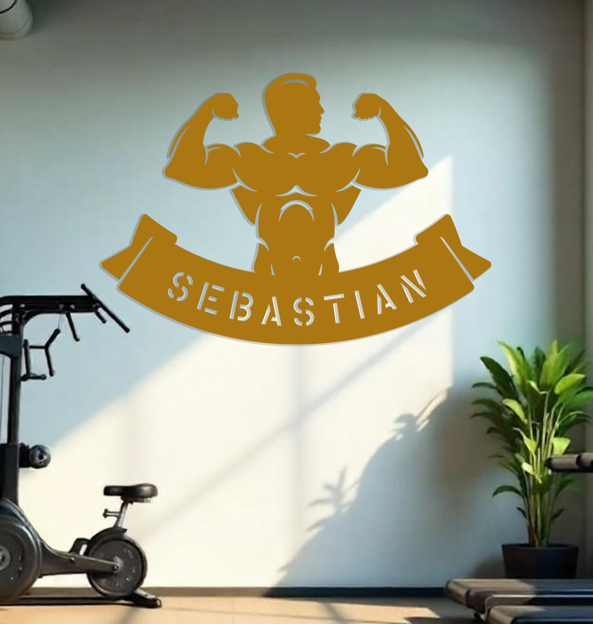 a personalized wall decal of a man's muscles