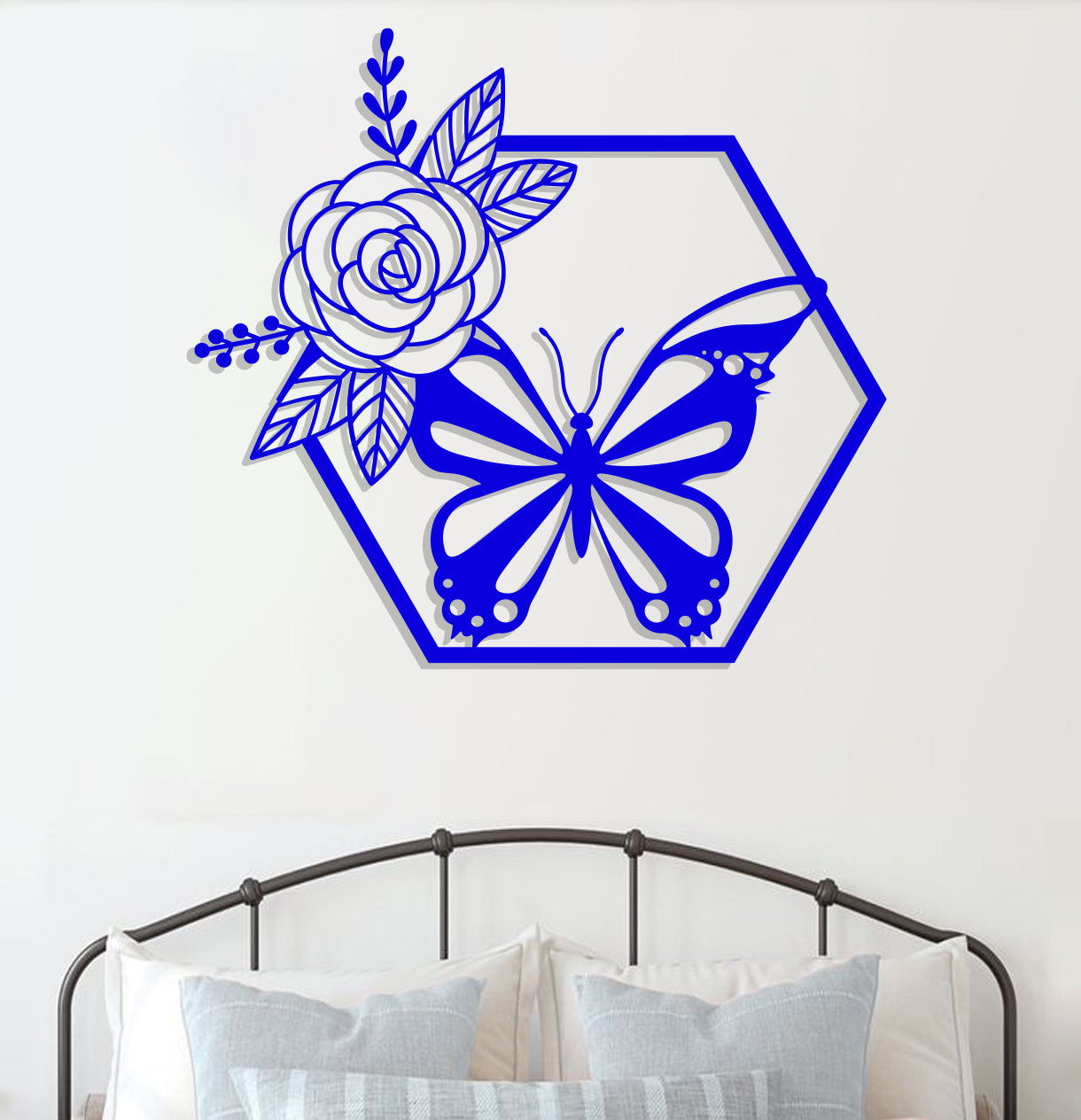 Butterfly in Hexagon with Rose Sign