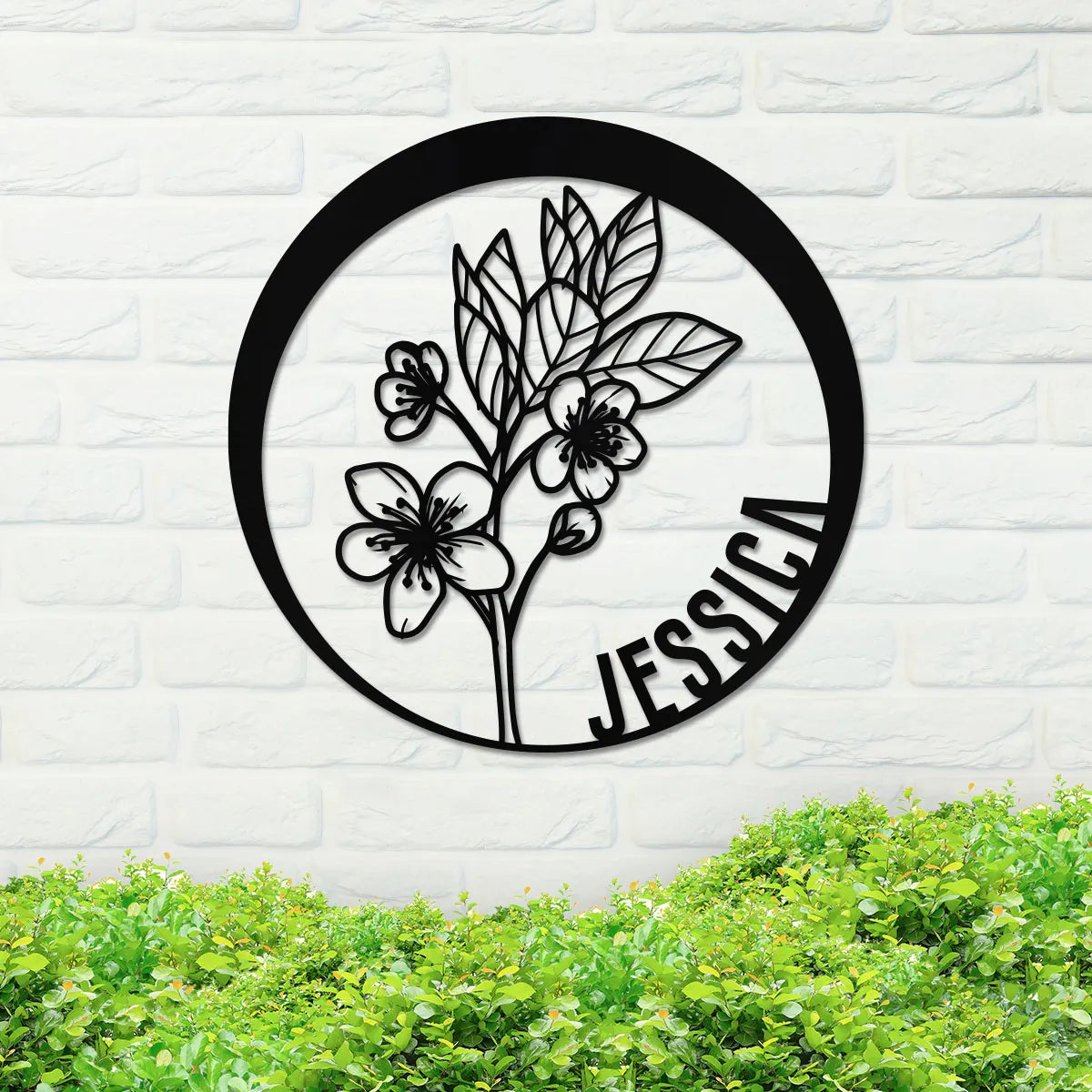 Custom Flower Metal Sign w Name