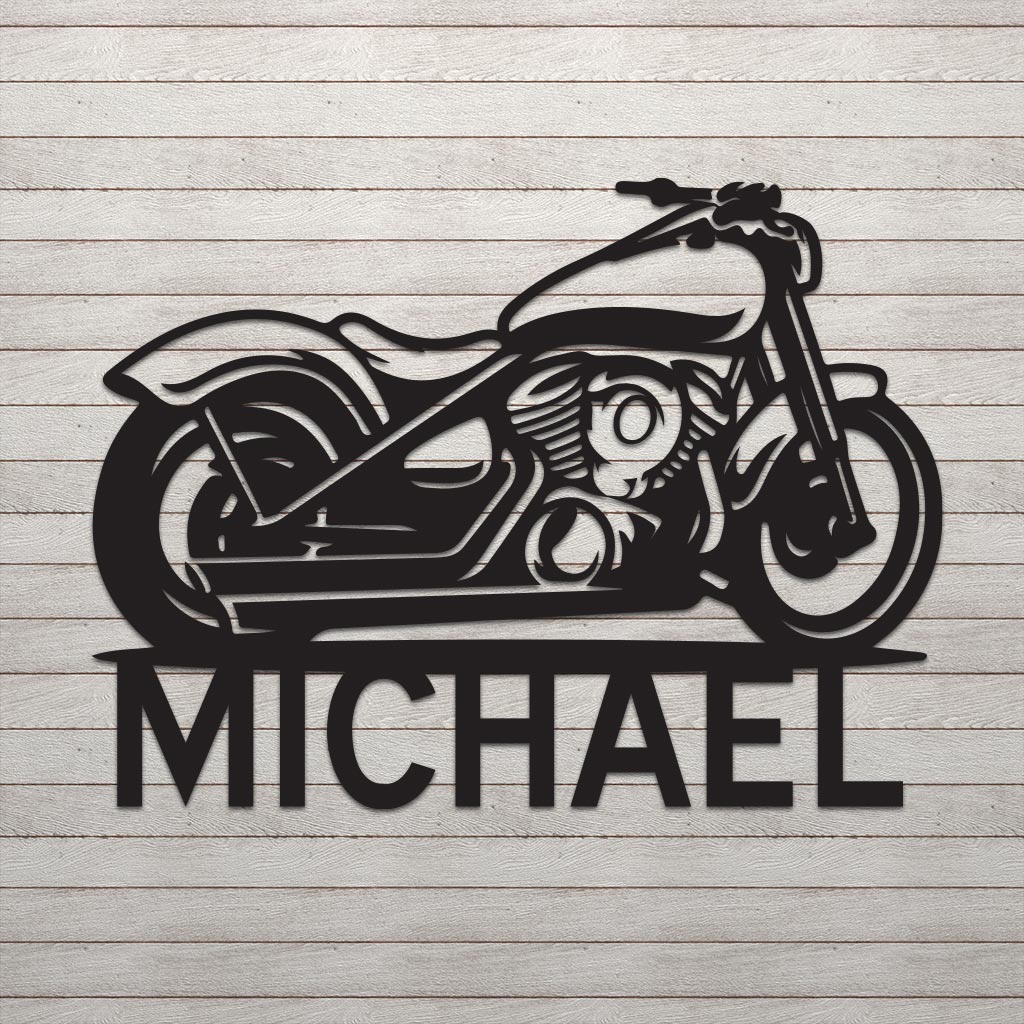 Motorcycle w Name Sign