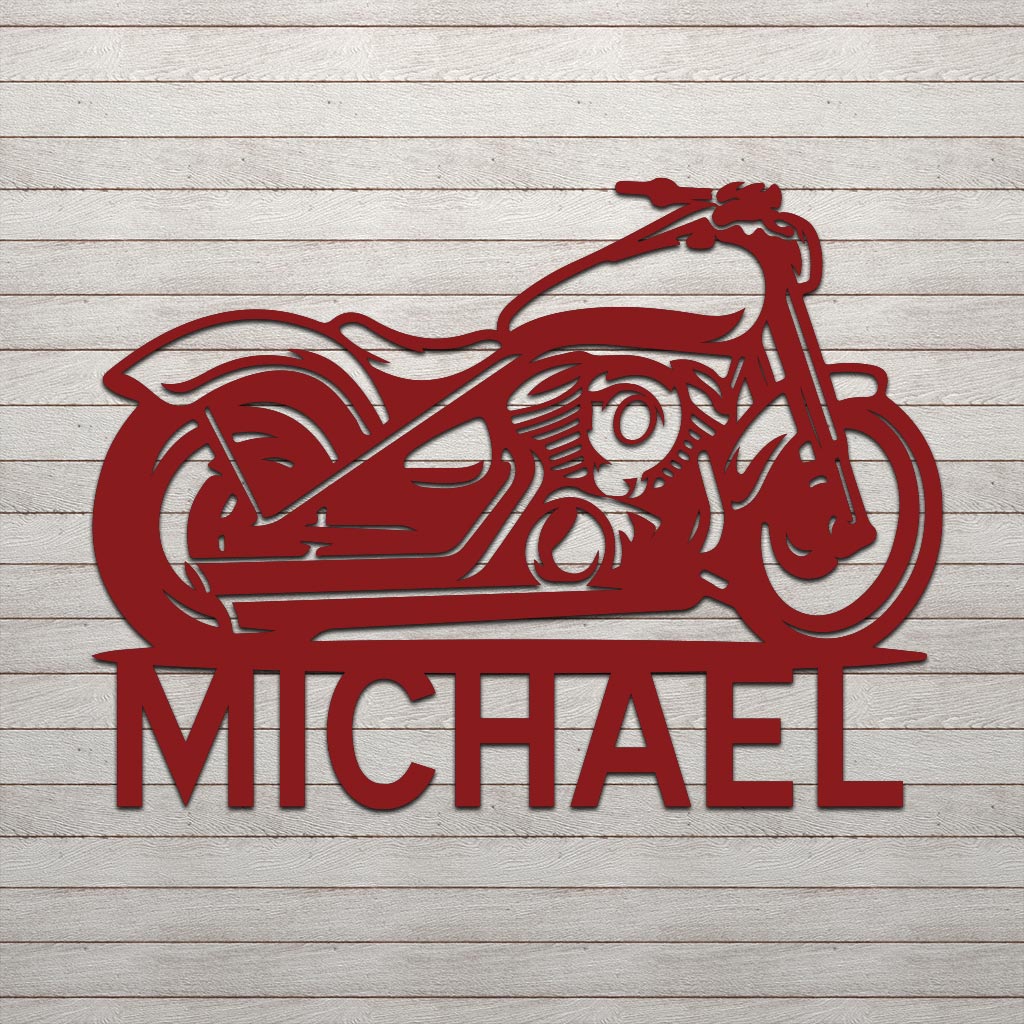 Motorcycle w Name Sign