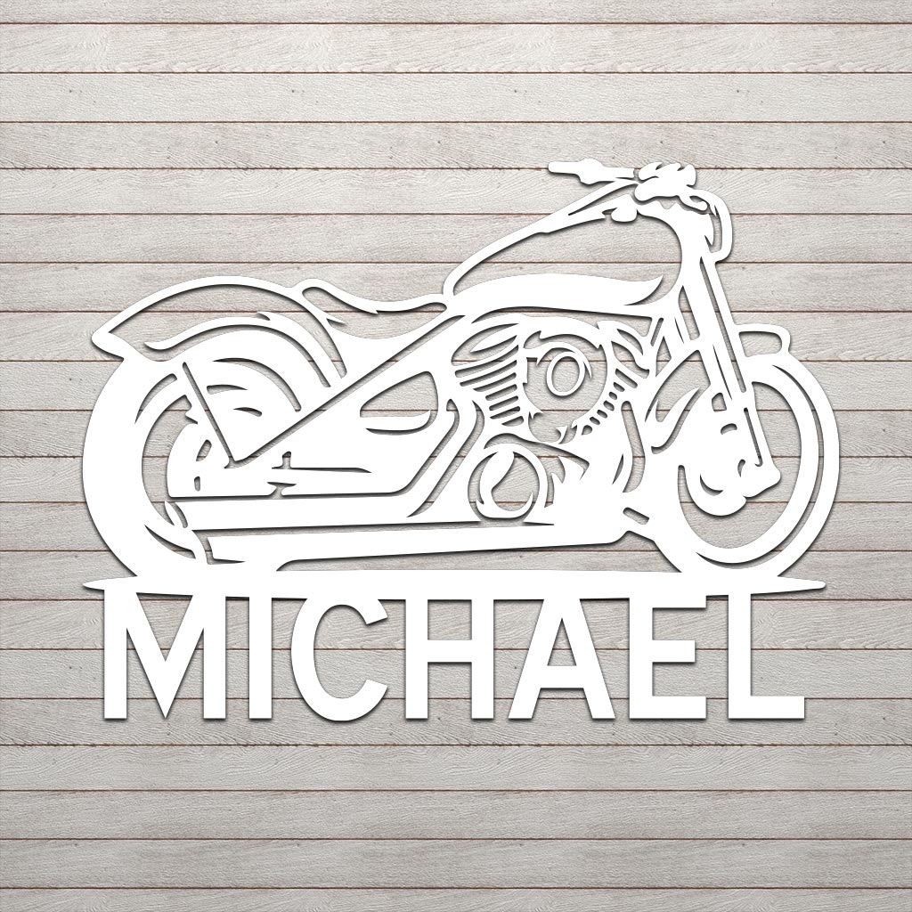 Motorcycle w Name Sign