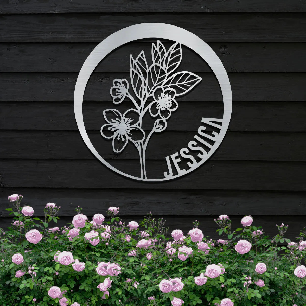 Custom Flower Metal Sign w Name