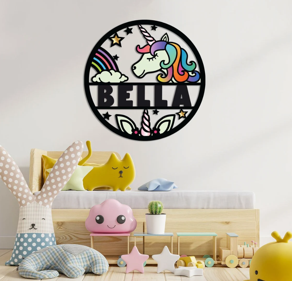 Unicorn Kids Nursery Sign