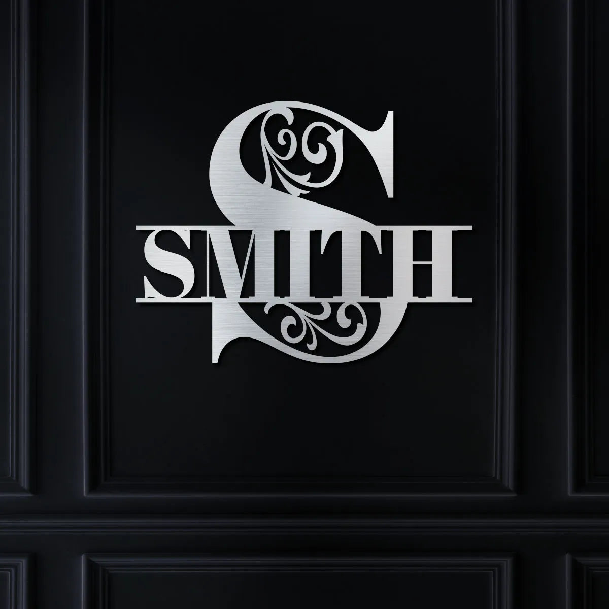 Split Initial Scroll Family Name Sign