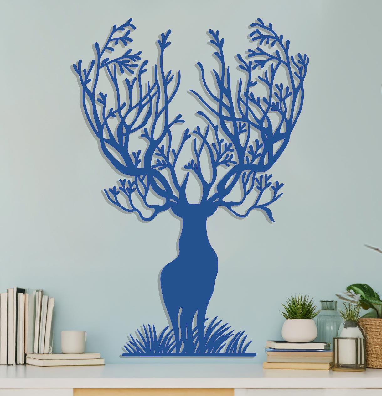 Stag with Branches for Antlers Sign