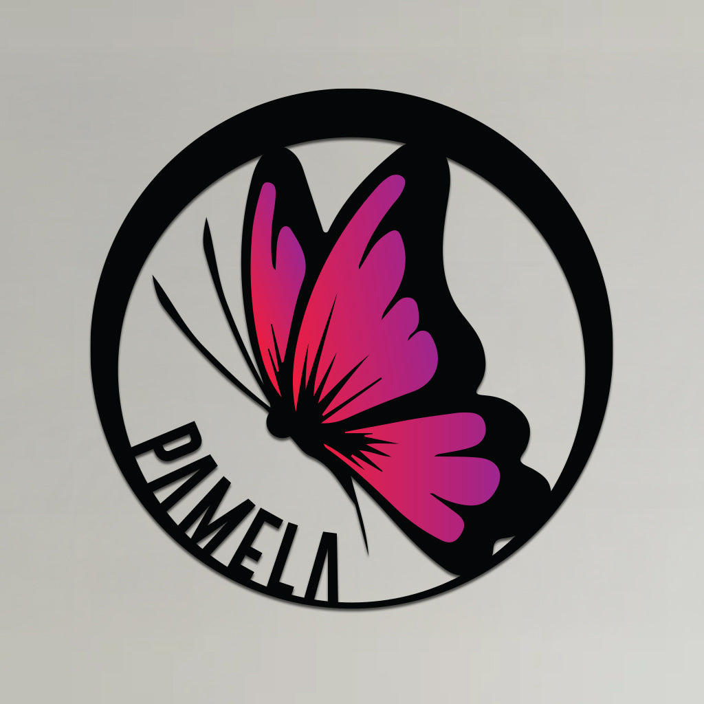 Colorful Butterfly Name Sign