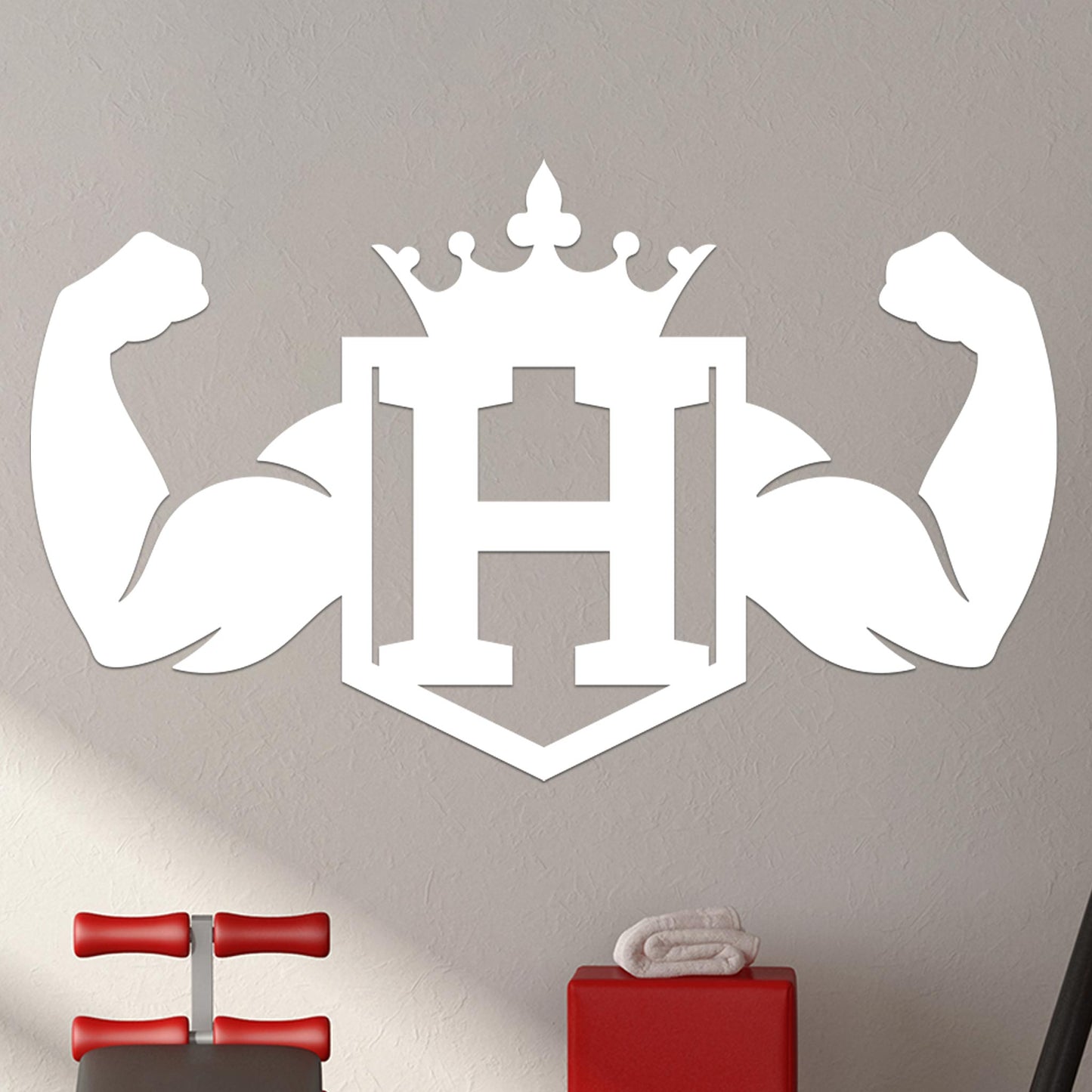 Crowned Monogram w Strong Arms Sign