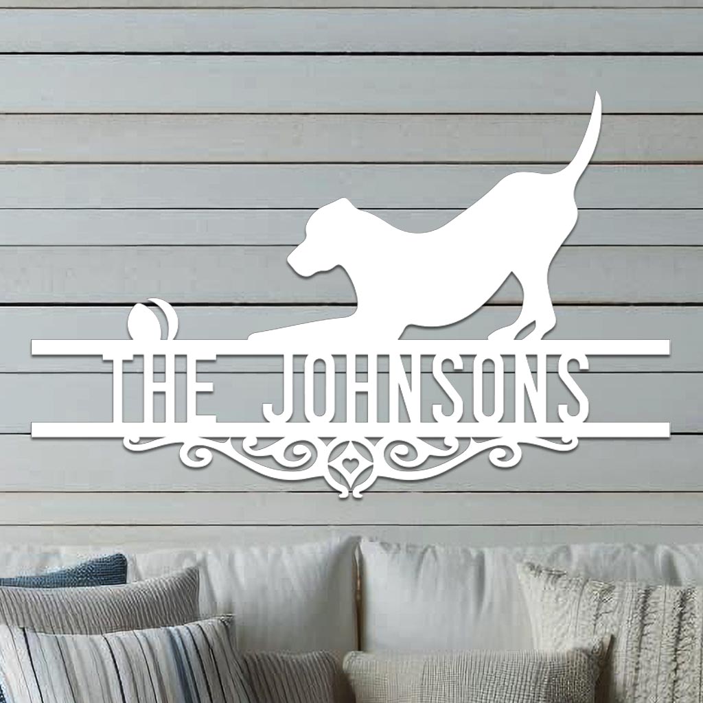 Dog w Ball Family Name Sign