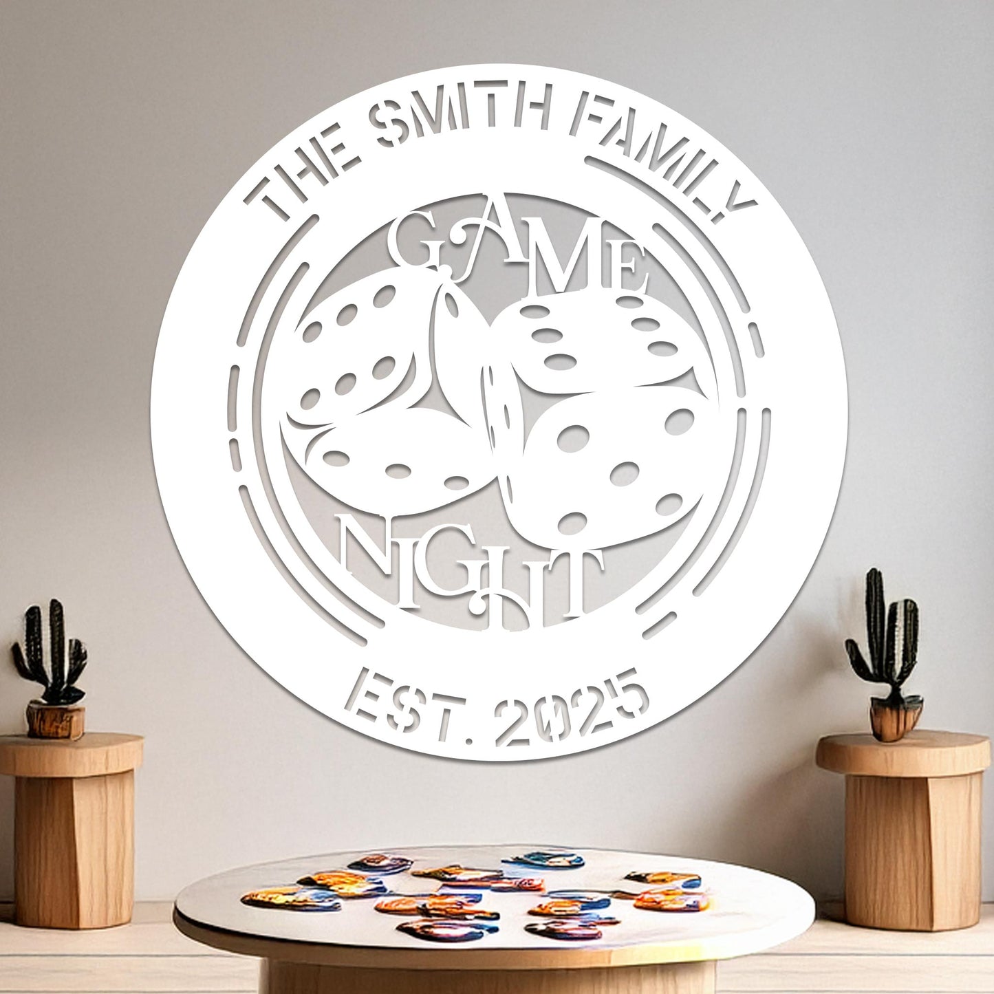 Game Night Dice Family Name Established Sign