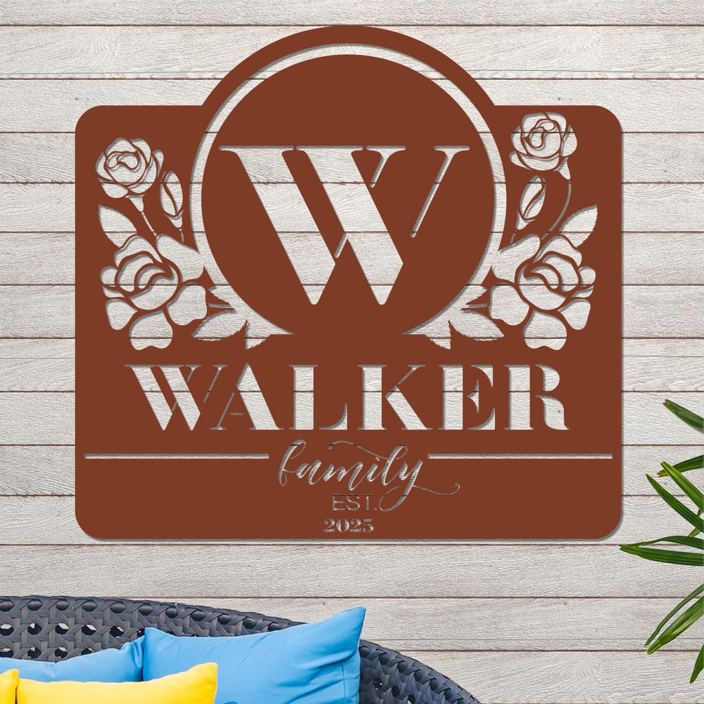 Initial Family Name and Established Year with Roses