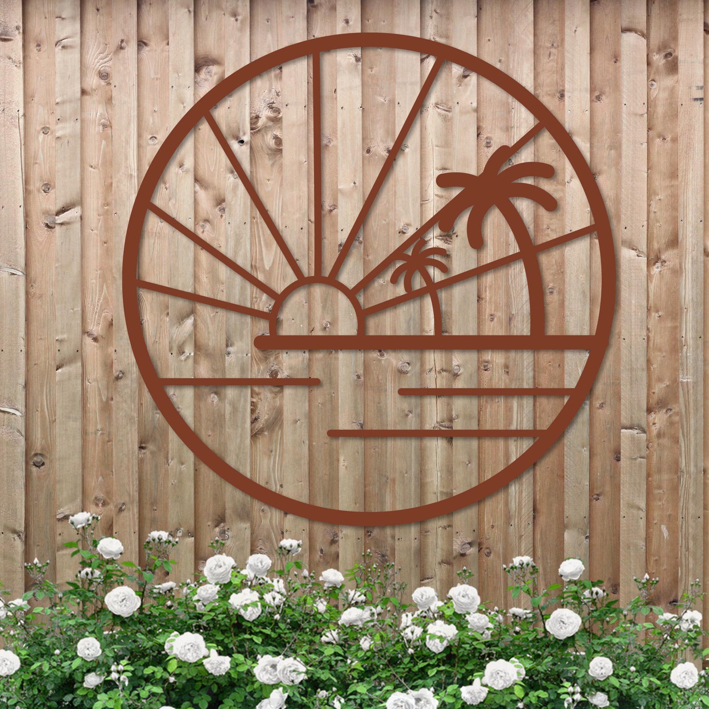 Island Sunset Palms Circle Sign