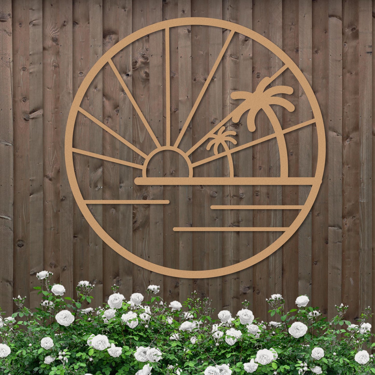 Island Sunset Palms Circle Sign