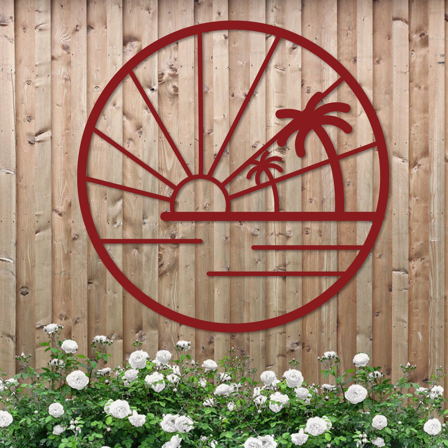 Island Sunset Palms Circle Sign