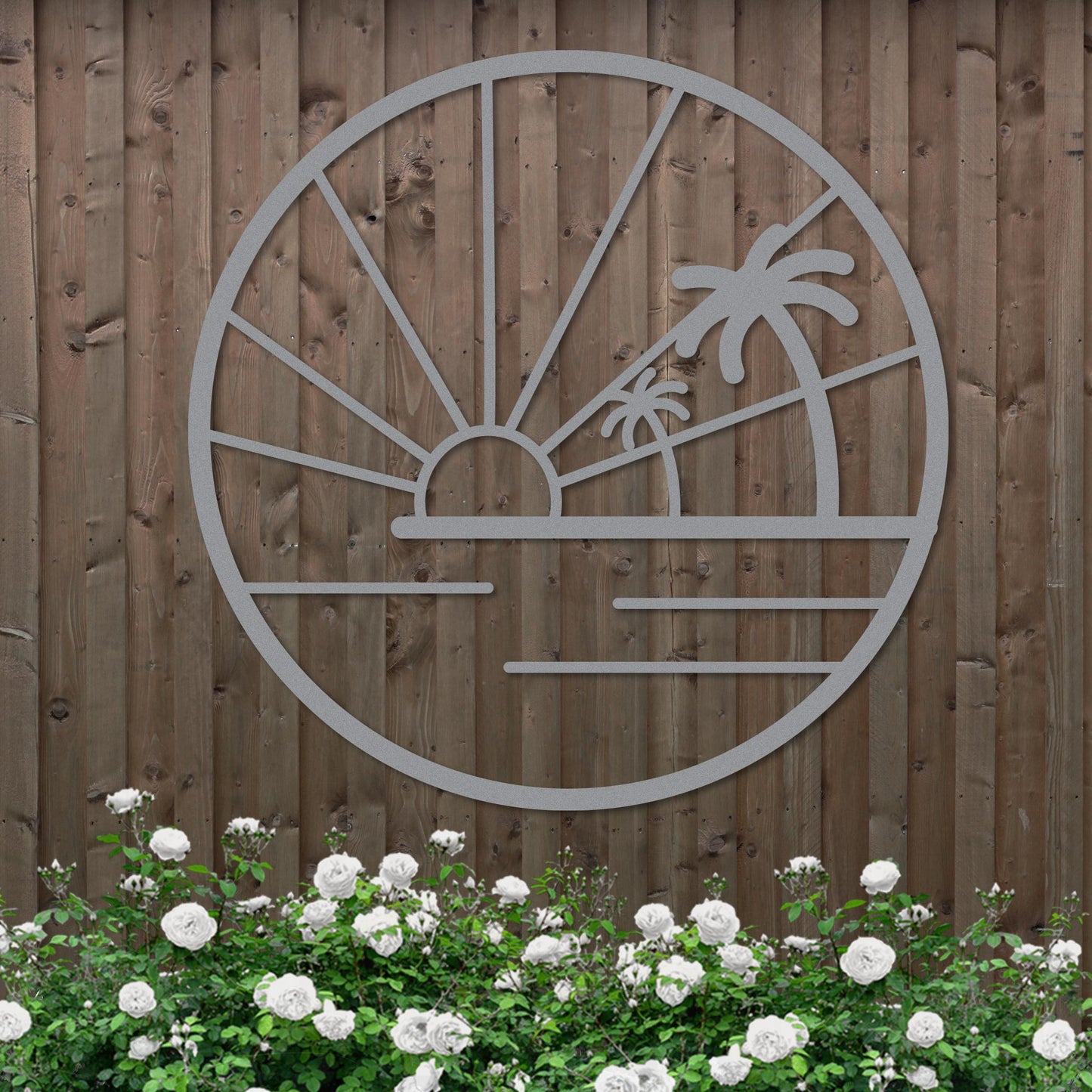 Island Sunset Palms Circle Sign