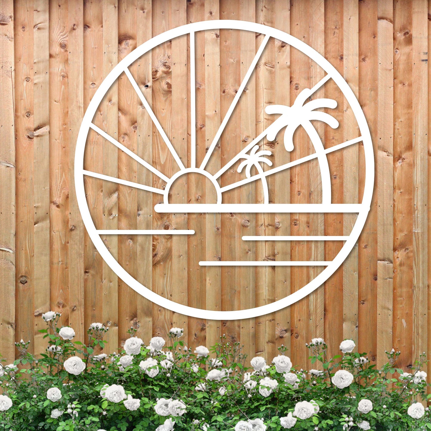 Island Sunset Palms Circle Sign