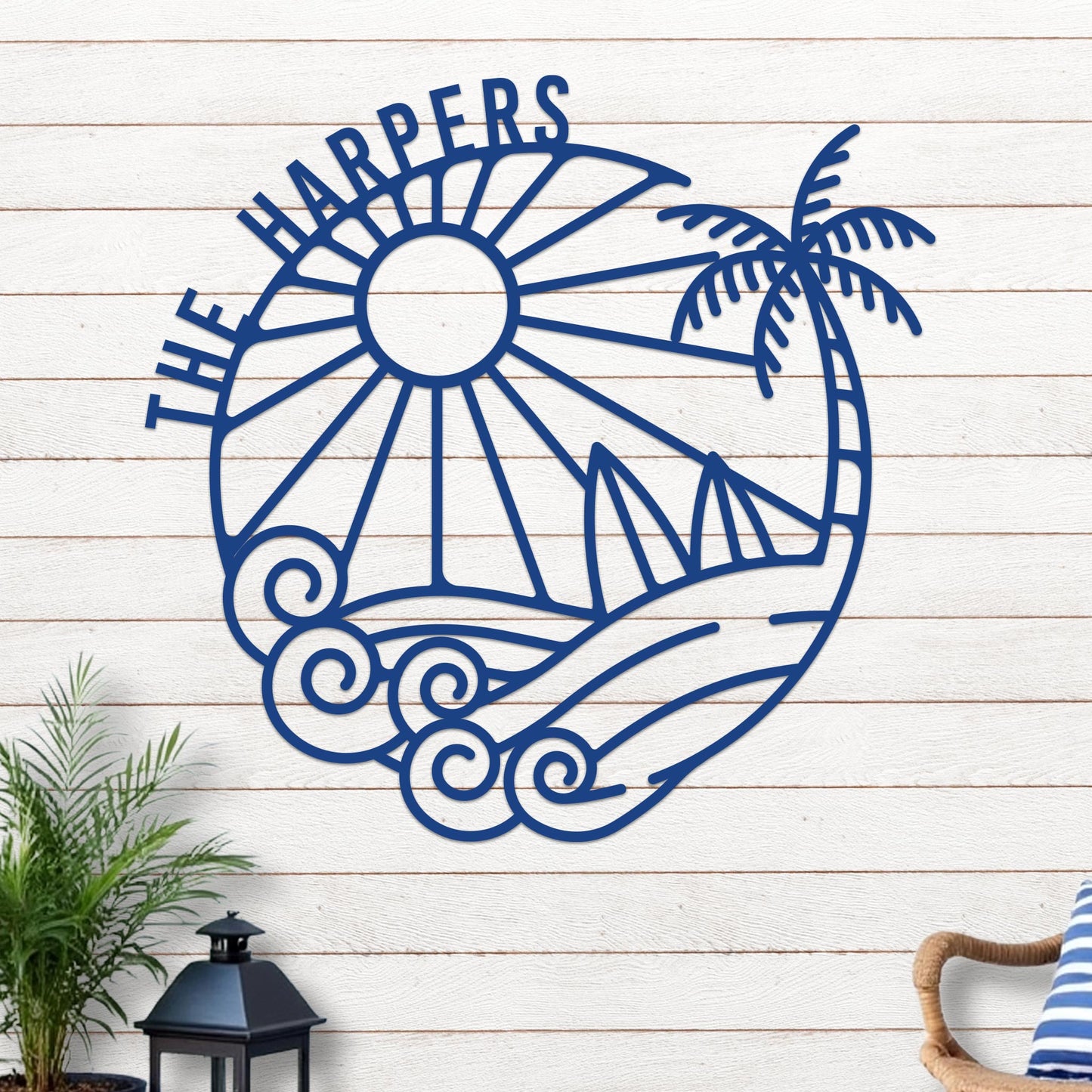 Island Sunset Surf Circle Name Sign