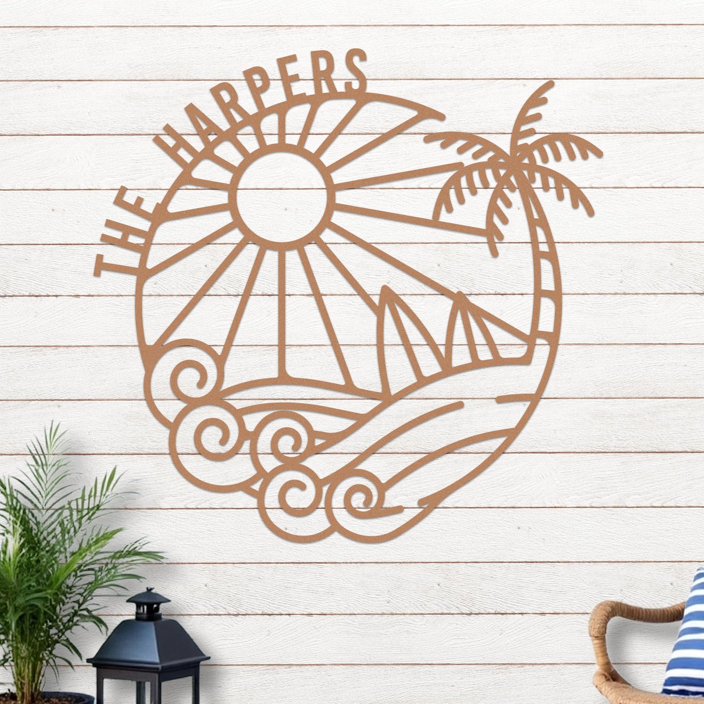 Island Sunset Surf Circle Name Sign