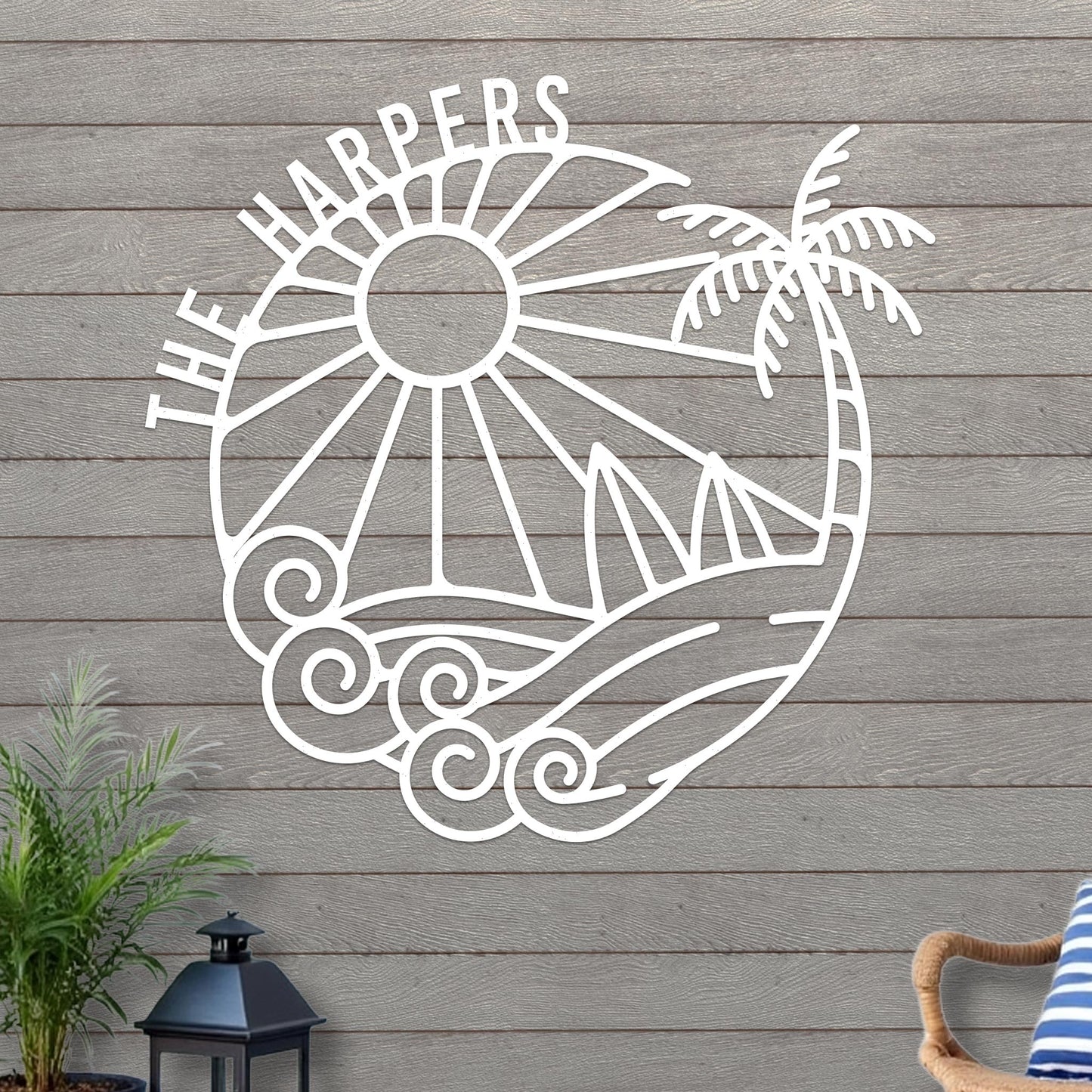 Island Sunset Surf Circle Name Sign
