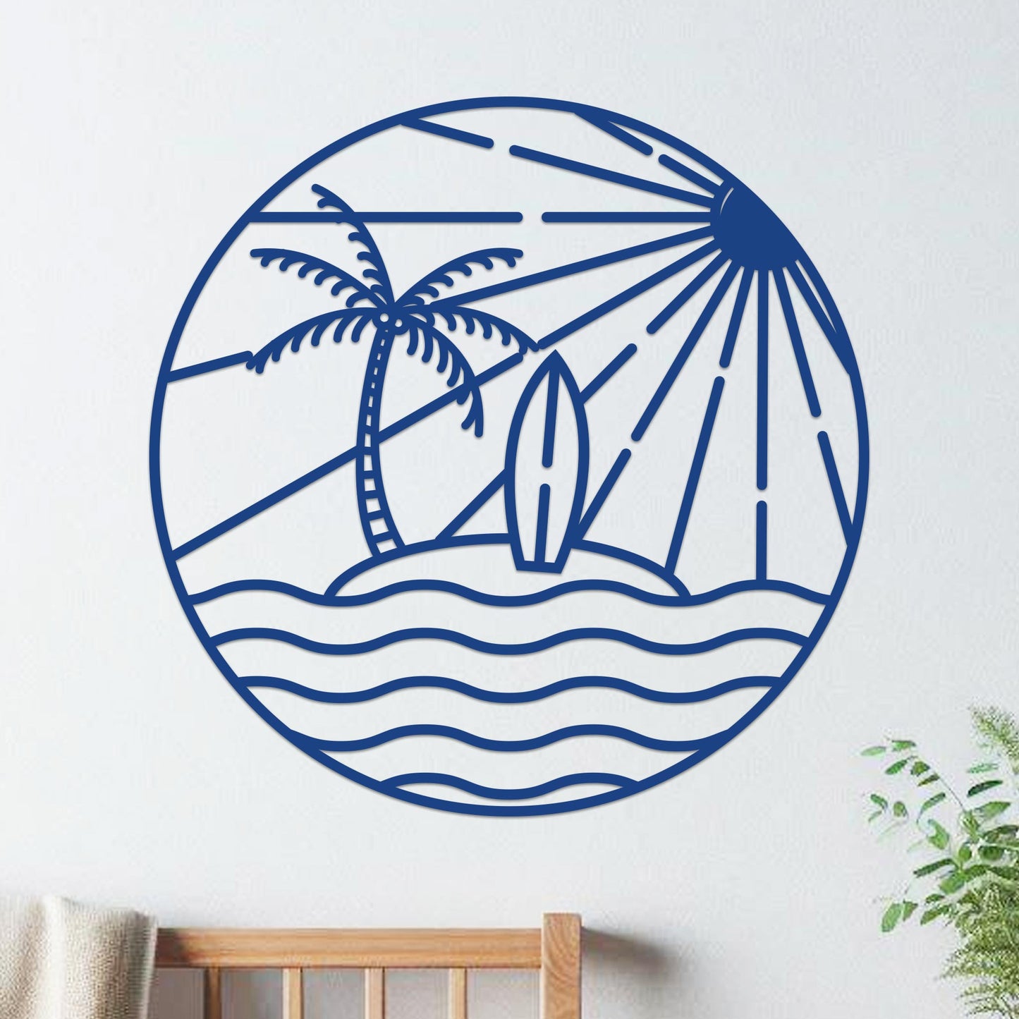 Island Sunset Waves Circle Sign