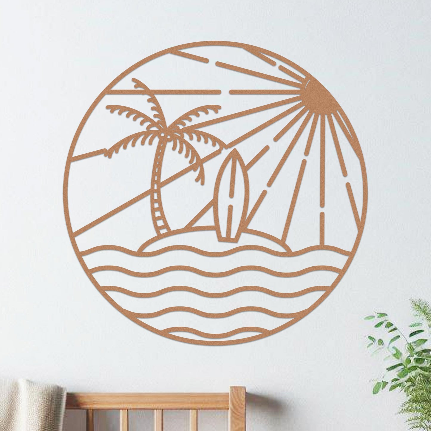 Island Sunset Waves Circle Sign