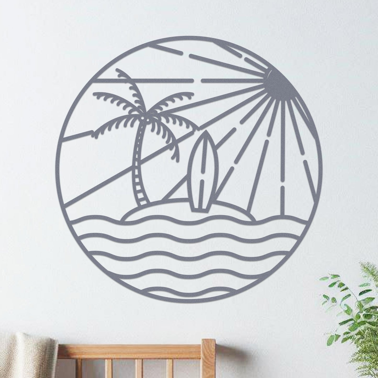 Island Sunset Waves Circle Sign