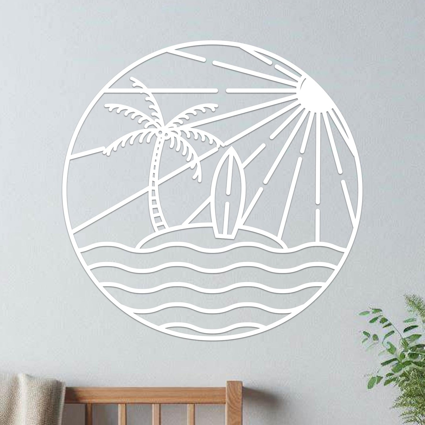 Island Sunset Waves Circle Sign