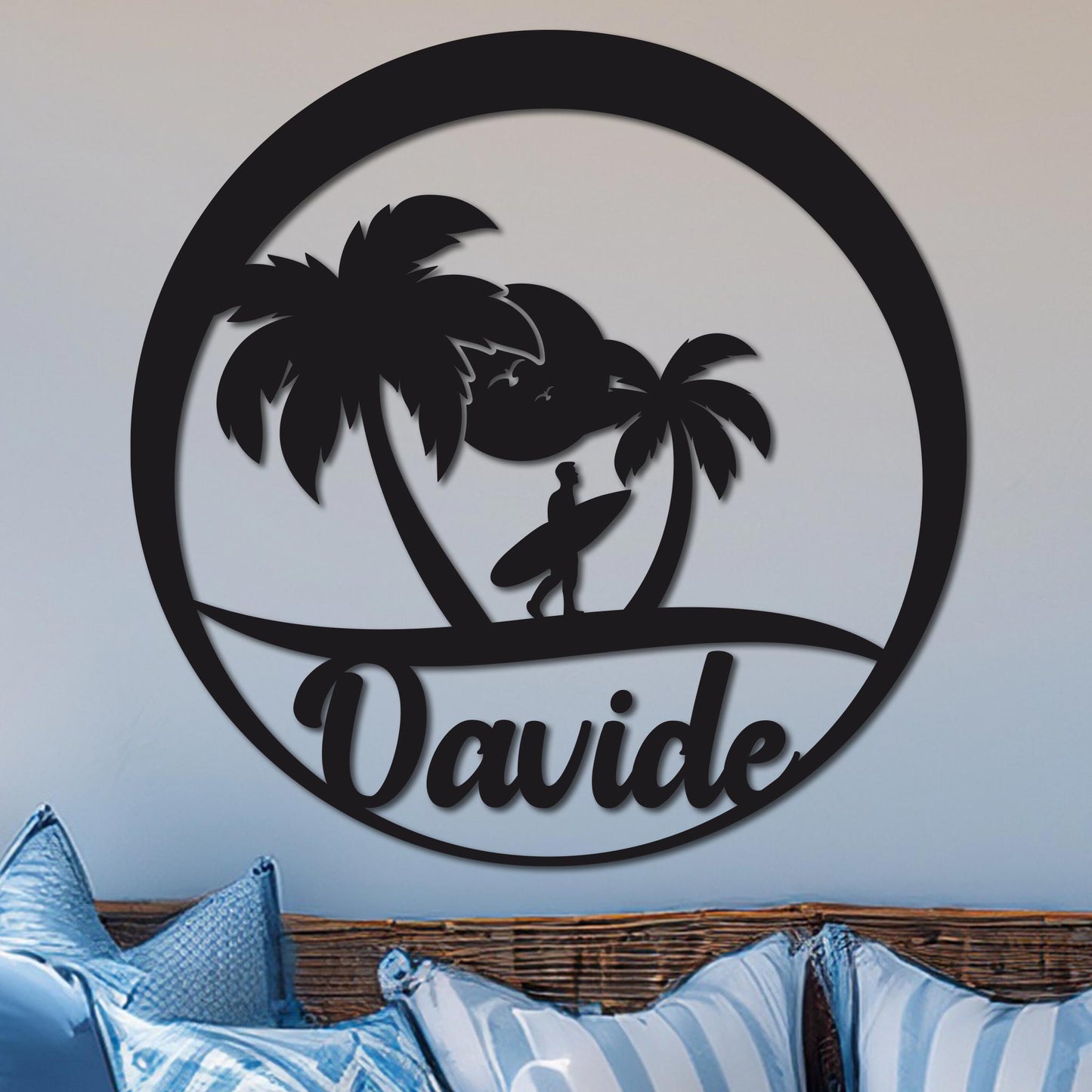 Island Surfer Circle Name Sign
