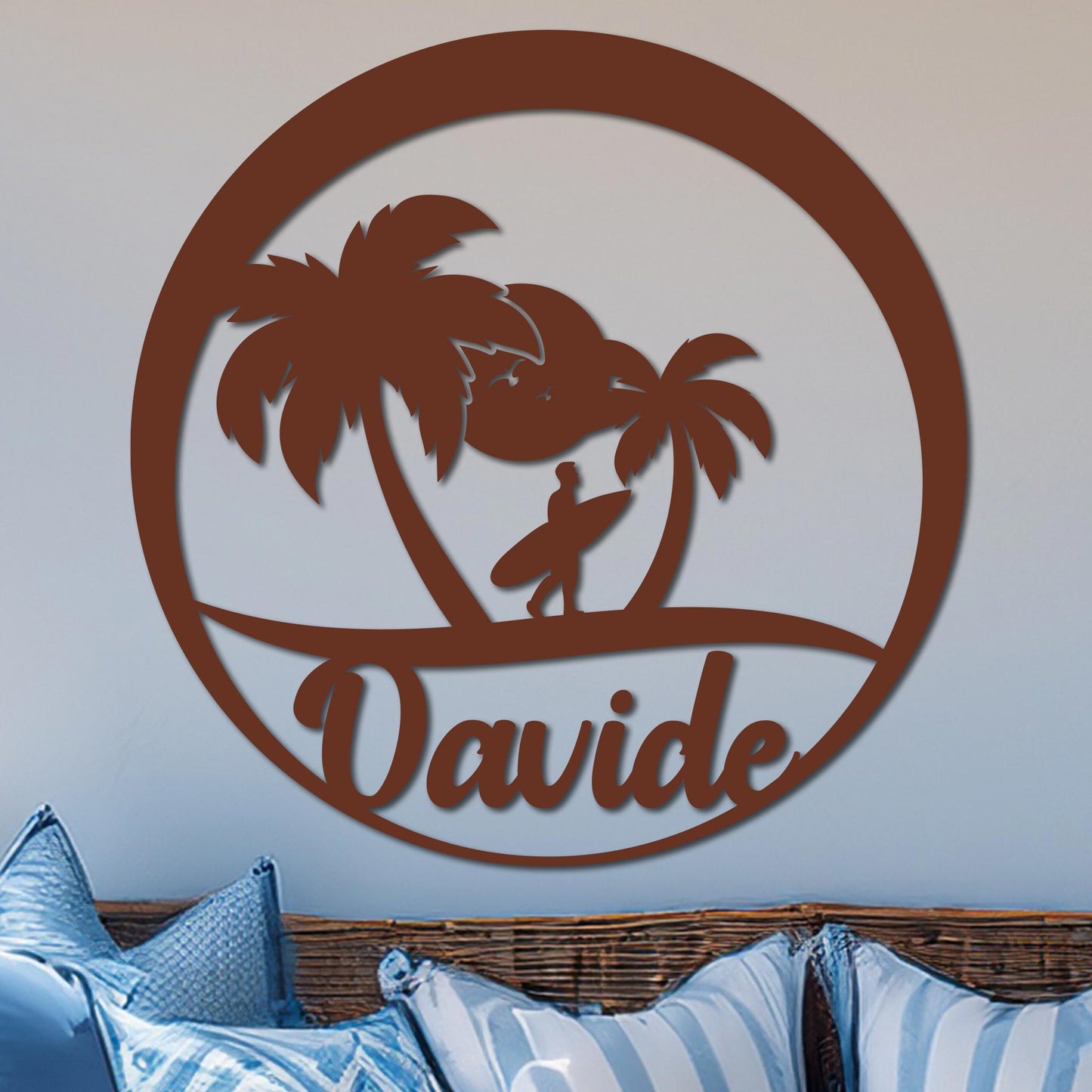 Island Surfer Circle Name Sign