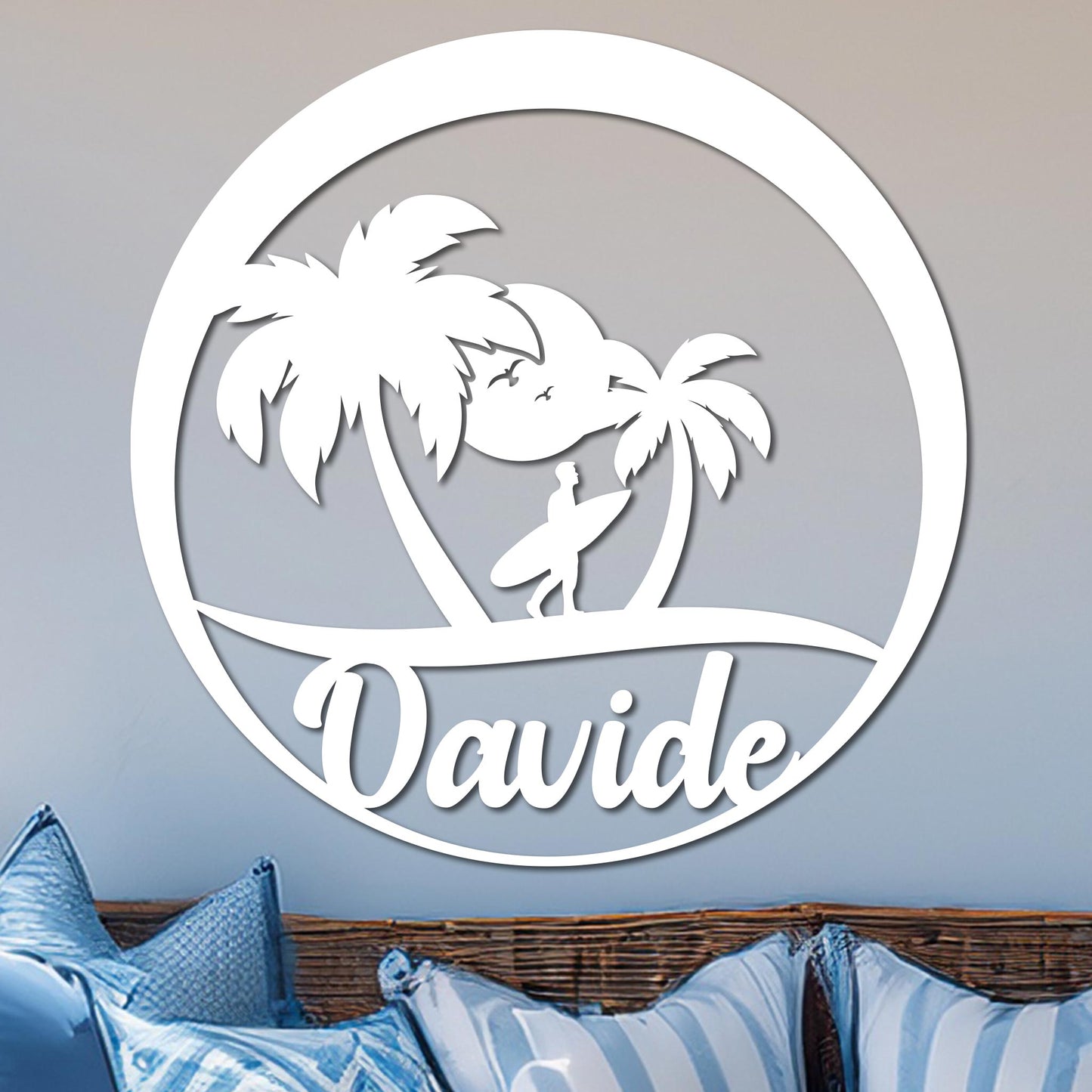 Island Surfer Circle Name Sign