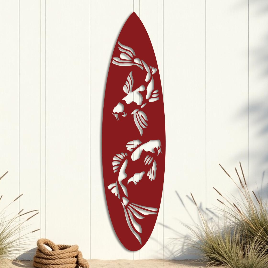 Koi Fish Twice Surfboard Sign