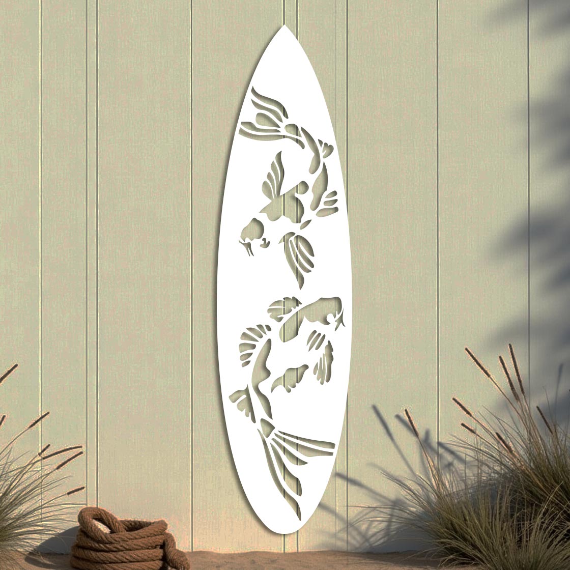 Koi Fish Twice Surfboard Sign
