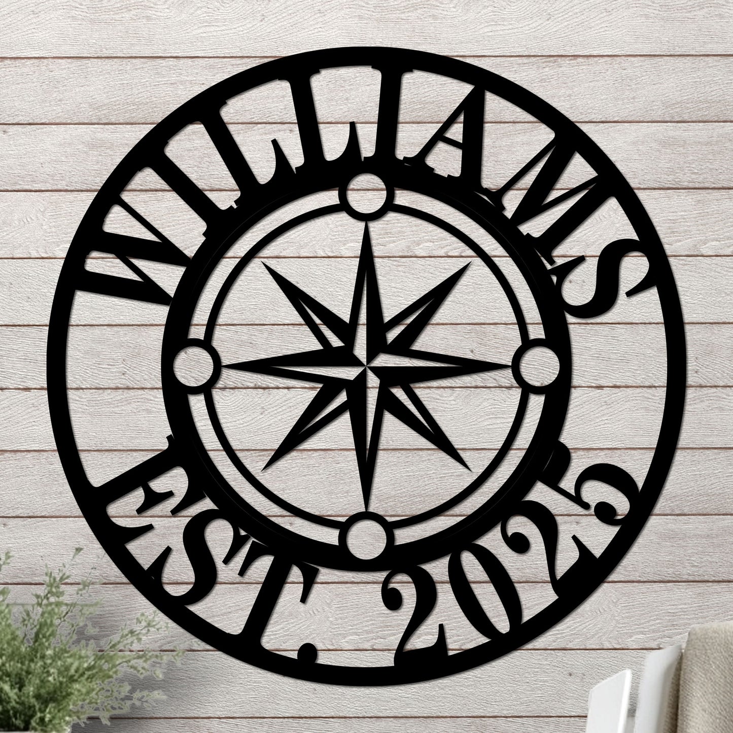 Nautical Star Compass Family Established Sign