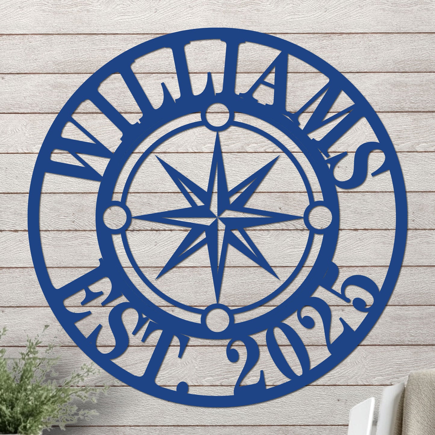Nautical Star Compass Family Established Sign
