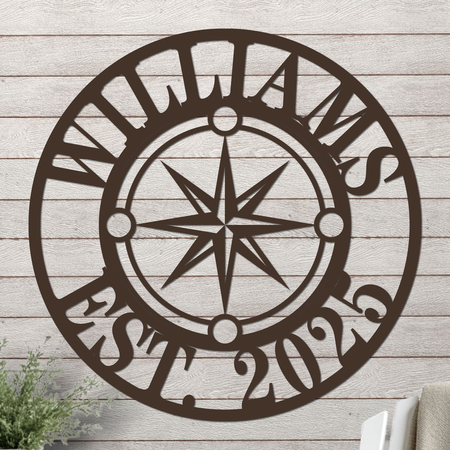 Nautical Star Compass Family Established Sign