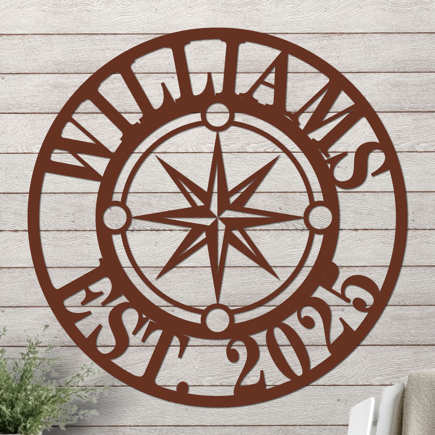 Nautical Star Compass Family Established Sign
