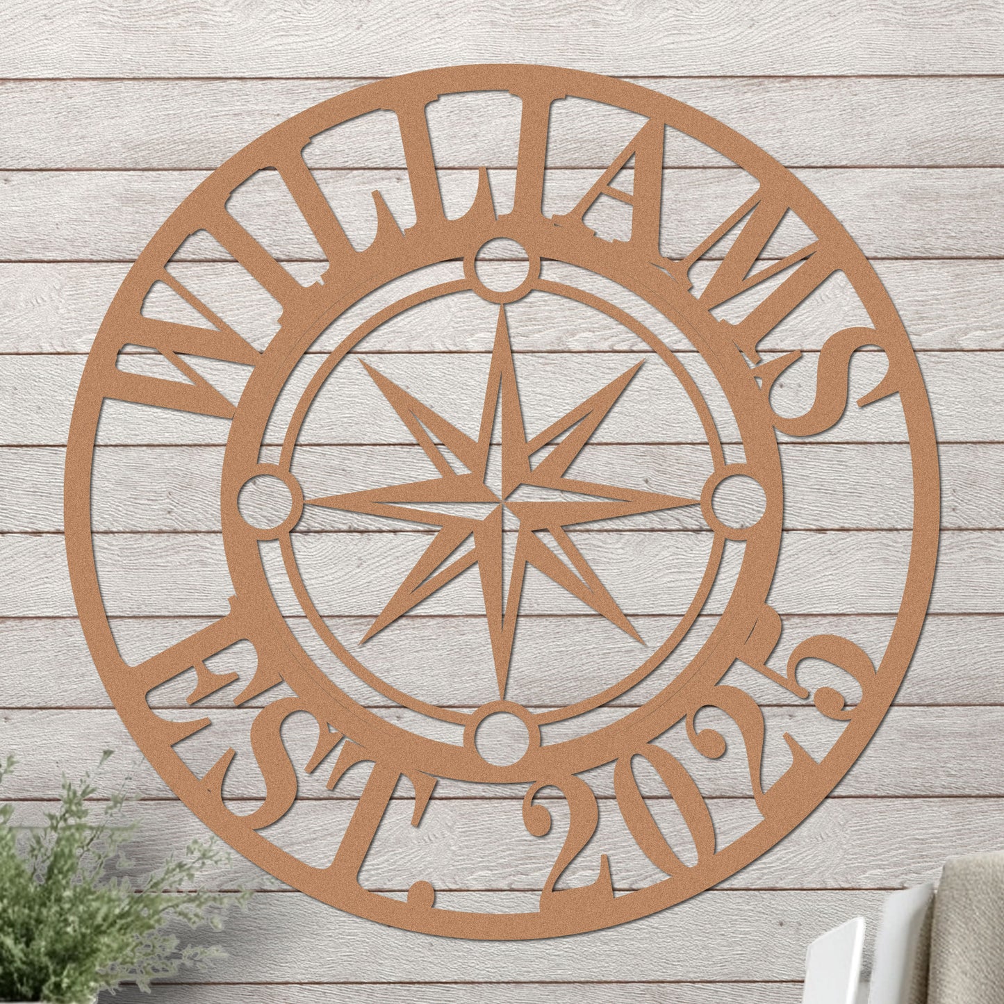 Nautical Star Compass Family Established Sign