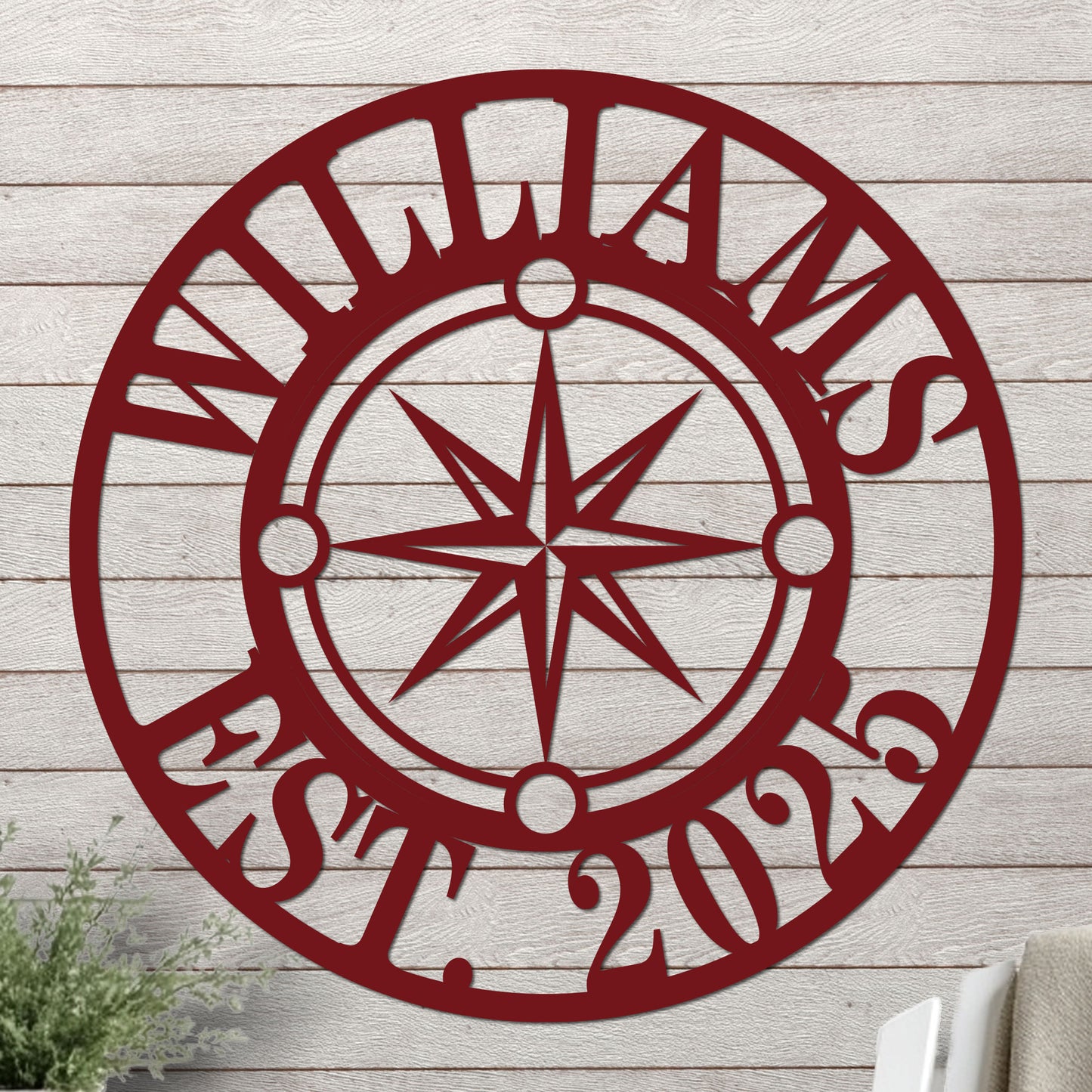 Nautical Star Compass Family Established Sign