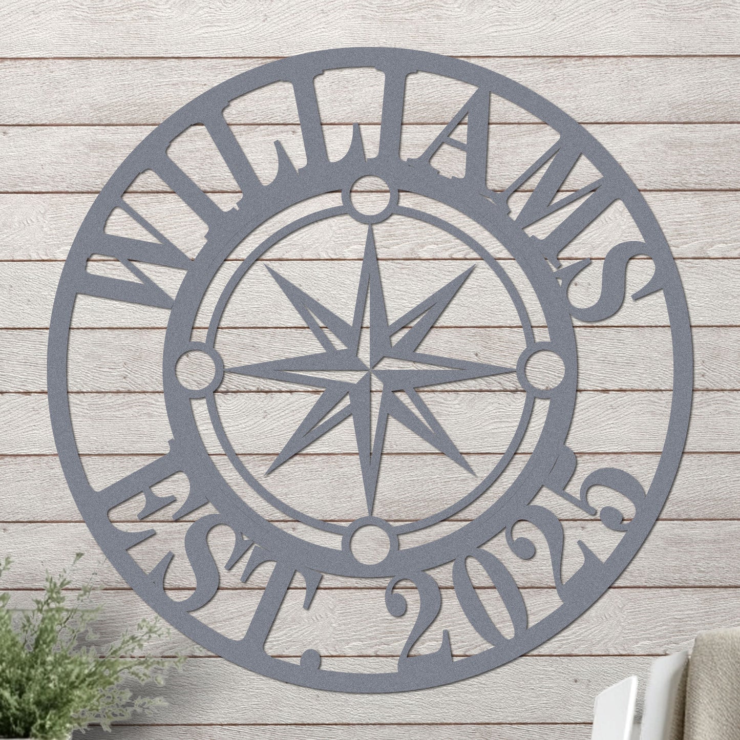 Nautical Star Compass Family Established Sign