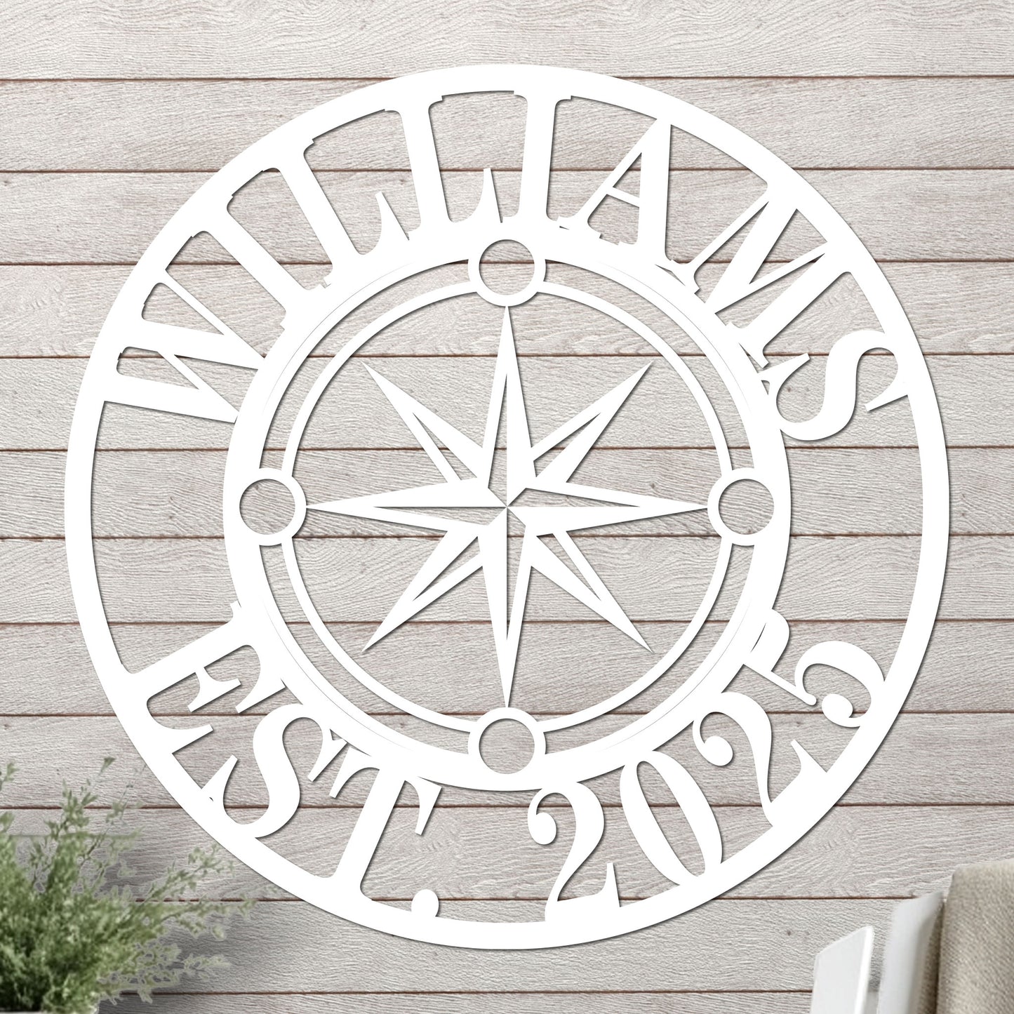 Nautical Star Compass Family Established Sign