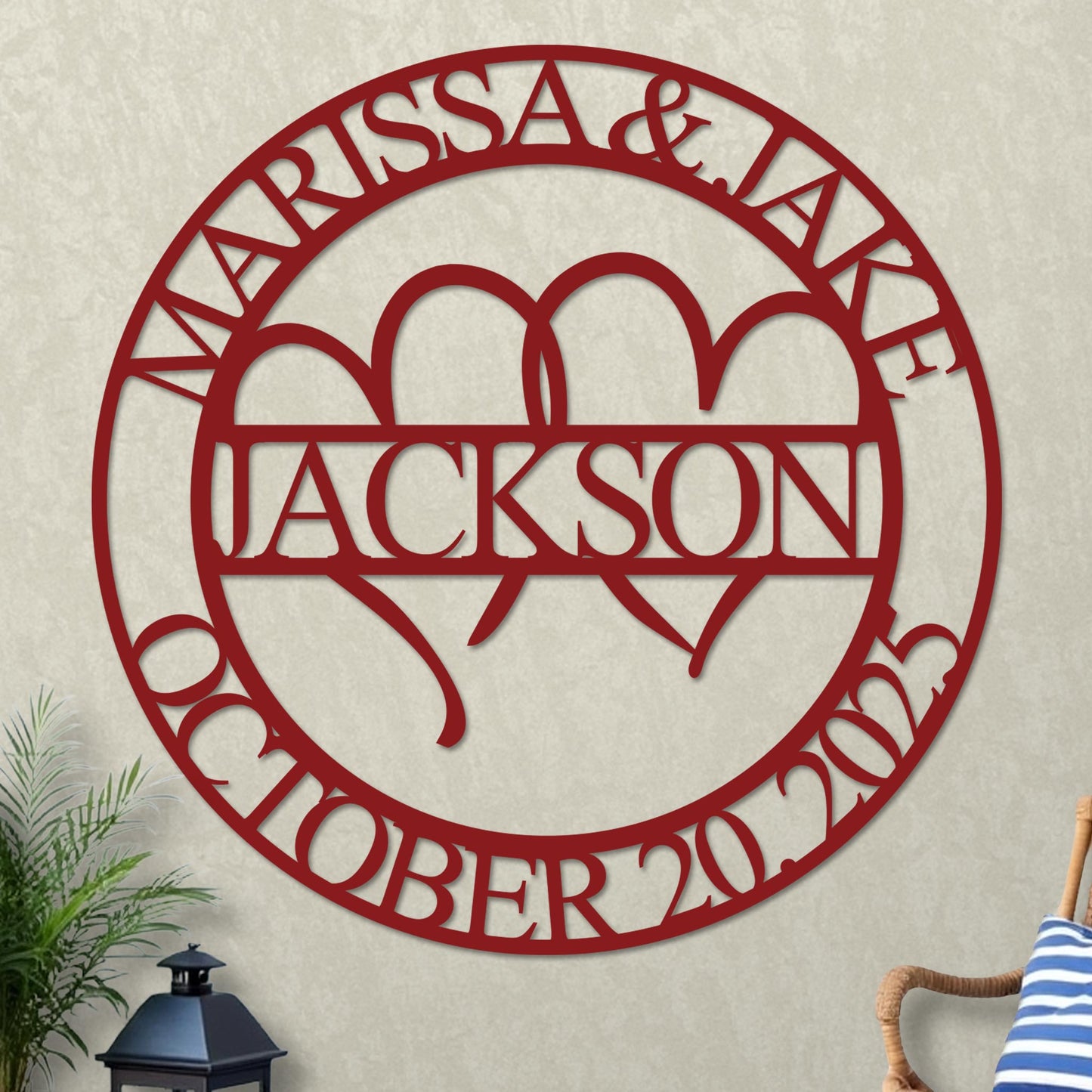 Wedding Sign, Hearts, Names and Established Year