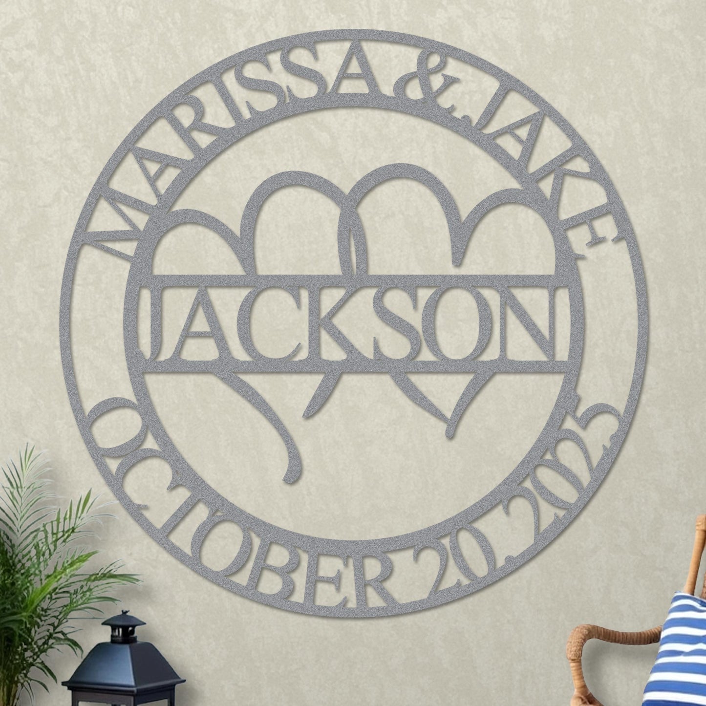 Wedding Sign, Hearts, Names and Established Year