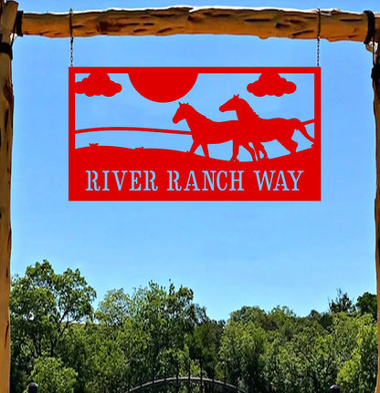 a red sign hanging from the side of a wooden structure