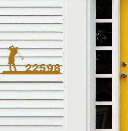 a yellow door and a yellow door with a golf player on it