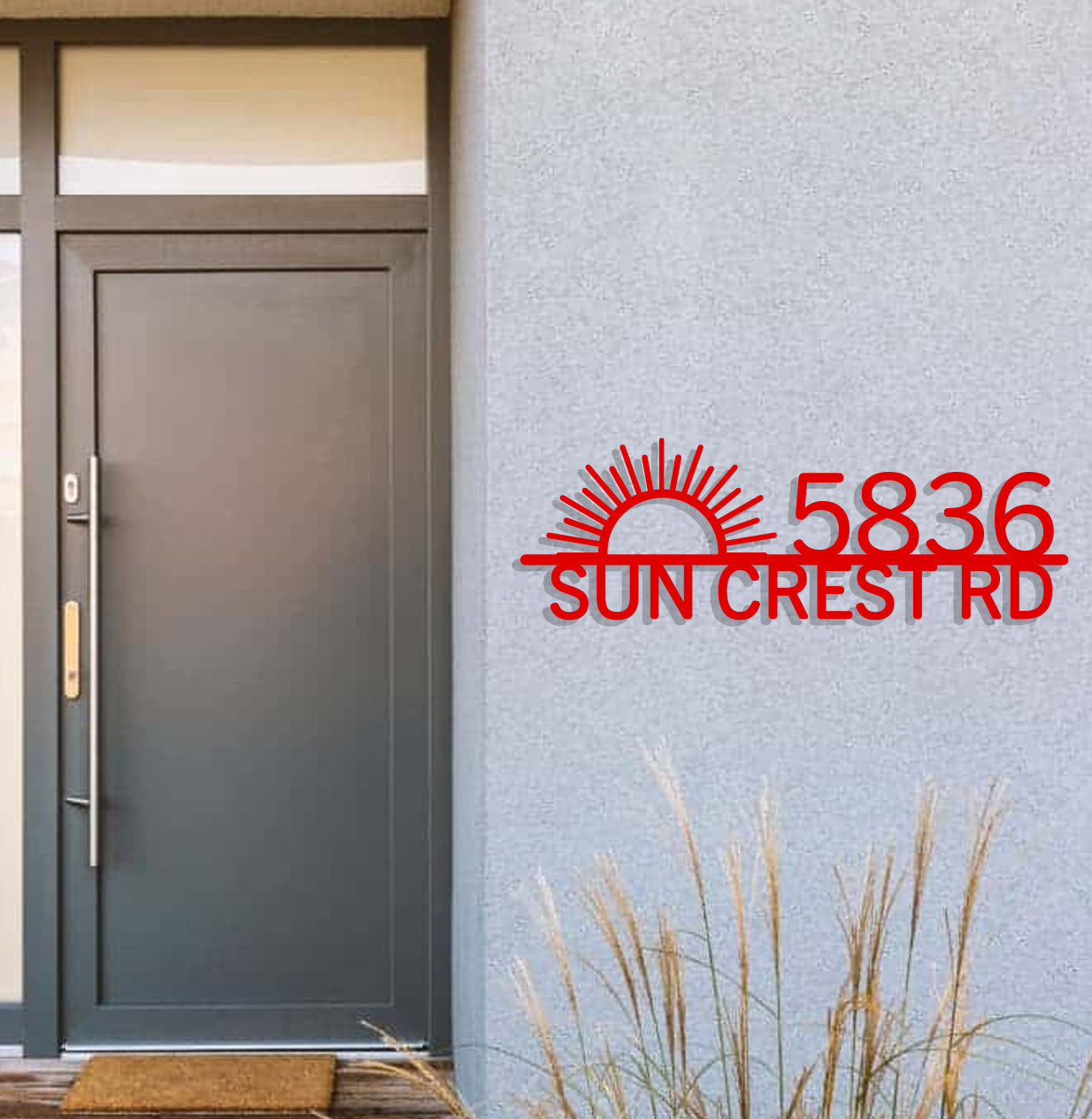 a door with a sign that reads 5336 suncrest drive