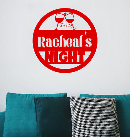 a wall decal that says rachel's night on it