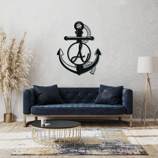 Anchor with Rope and Initial