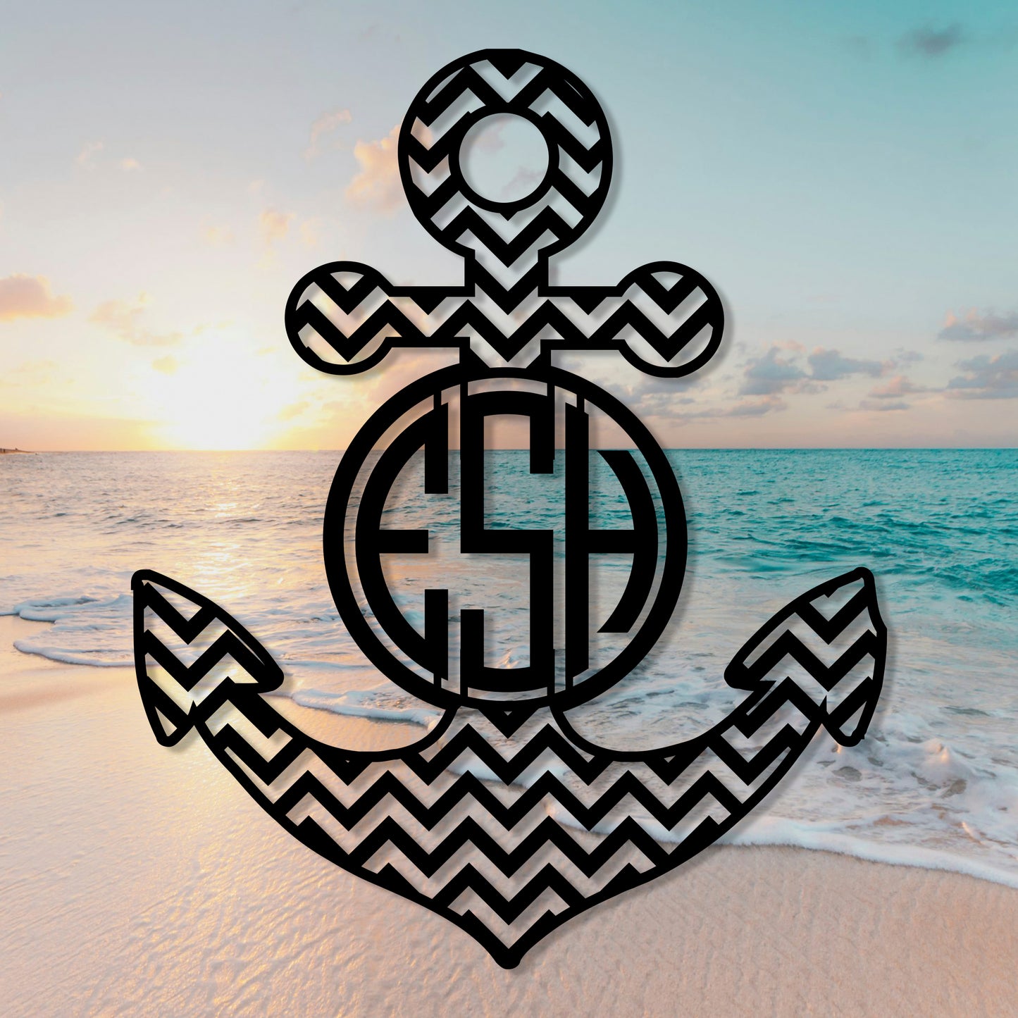 Anchor with Chevron Design and Monogram