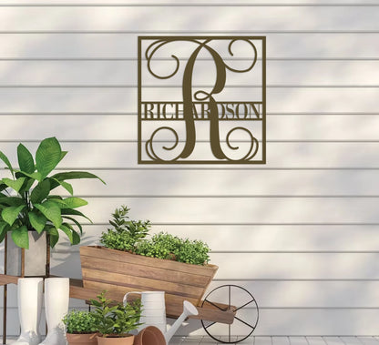 Fancy Split Monogram in Square Sign